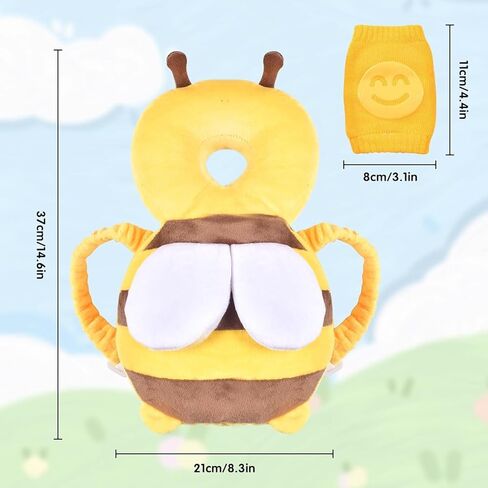Baby Backpack Head Protection Pillow, Toddler Anti-Fall Cushion with Knee Pads, Adjustable Shockproof Infant Head Safety Pillow, Breathable Soft Cotton Baby Walking Harness for Crawling in Saudi Arabia