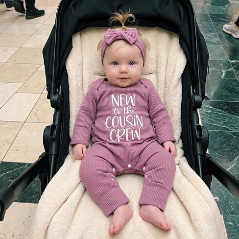 Infant Baby Girl Fall Outfit Sweatshirt Romper New to The Cousin Crew Long Sleeve Jumpsuit Bodysuit Newborn Clothes in Saudi Arabia