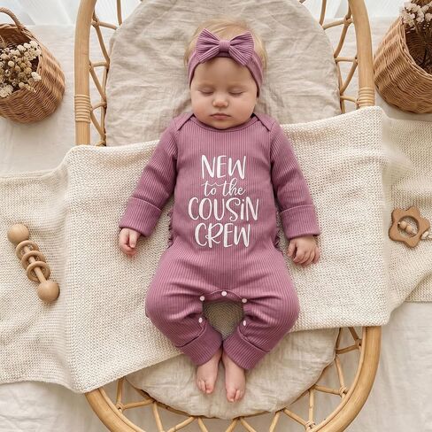 Infant Baby Girl Fall Outfit Sweatshirt Romper New to The Cousin Crew Long Sleeve Jumpsuit Bodysuit Newborn Clothes in Saudi Arabia