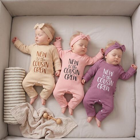 Infant Baby Girl Fall Outfit Sweatshirt Romper New to The Cousin Crew Long Sleeve Jumpsuit Bodysuit Newborn Clothes in Saudi Arabia