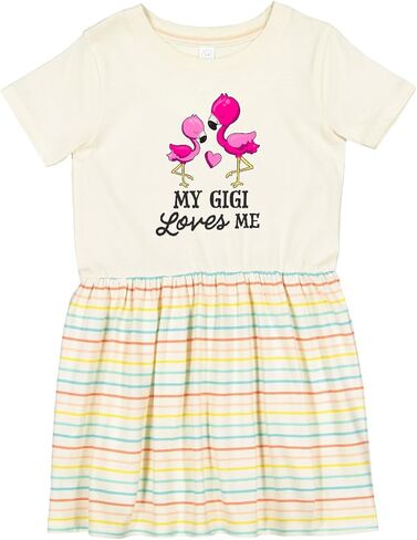 inktastic My Gigi Loves Me with 2 Flamingos Toddler Dress in Kuwait