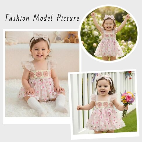 Baby Girls Romper Dress Summer Clothes Infant Tutu Dresses Newborn Ruffle Sleeve Tulle Skirt Jumpsuit Headband Outfit in Saudi Arabia