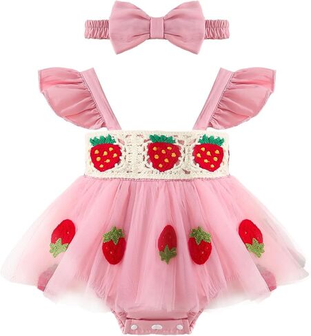 Baby Girls Romper Dress Summer Clothes Infant Tutu Dresses Newborn Ruffle Sleeve Tulle Skirt Jumpsuit Headband Outfit in Saudi Arabia