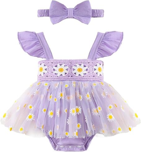 Baby Girls Romper Dress Summer Clothes Infant Tutu Dresses Newborn Ruffle Sleeve Tulle Skirt Jumpsuit Headband Outfit in Saudi Arabia