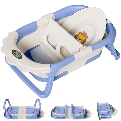 TPN 4-in-1 Grow-with-Me Collapsible Baby Bathtub, Baby Tub for Newborns to Toddler with Soft Floating Cushion & Thermometer, Portable Baby Bath Tub, Infant Bathtub for Bath Support in Tub,Grey in Saudi Arabia