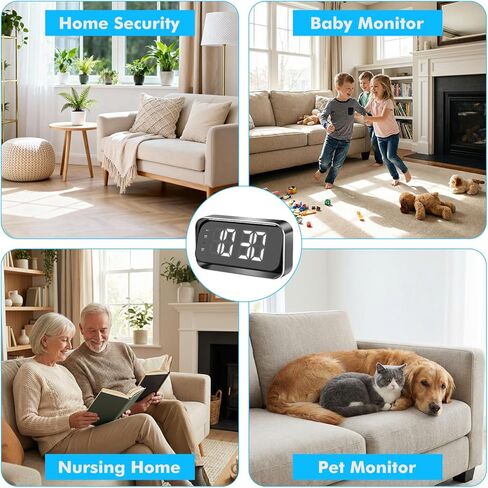 ساعة منبه صغيرة للكاميرا بدقة 4K FHD، كاميرا مربية واي فاي 2.4G&5G مع رؤية ليلية وتنبيه كشف الحركة، كاميرا مراقبة بزاوية واسعة لمراقبة أطفال الحيوانات الأليفة، التحكم عن بعد عبر التطبيق عن طريق الهاتف المحمول in Kuwait
