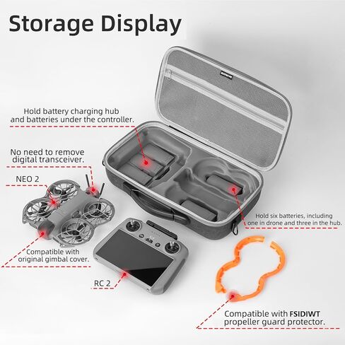 حقيبة حمل لملحقات DJI Neo 2، حقيبة كتف محمولة للسفر لـ DJI Neo 2 Fly More Combo، متوافقة مع جهاز التحكم عن بعد RC 2 و6 بطاريات طيران ذكية in Kuwait