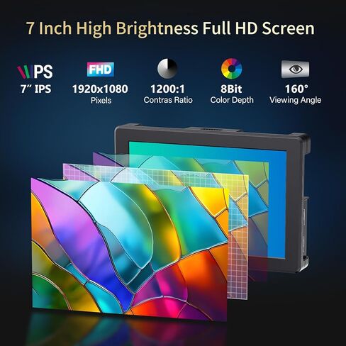 FEELWORLD T7 PRO 7 Inch Ultra Bright 2000nit Camera Field Monitor 1920x1200 IPS 4K HDMI Field Monitor with Waveform, LUT, HDR Includes F750 4400mAh Battery and Carrying Bag in Kuwait