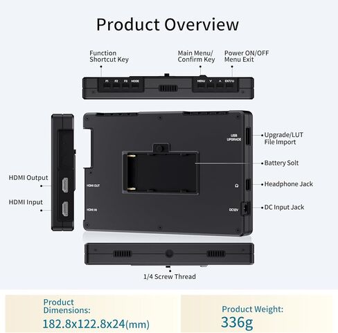 FEELWORLD T7 PRO 7 Inch Ultra Bright 2000nit Camera Field Monitor 1920x1200 IPS 4K HDMI Field Monitor with Waveform, LUT, HDR Includes F750 4400mAh Battery and Carrying Bag in Kuwait