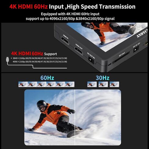 ANDYCINE C50 5.5 Inch 1600nits High Brightness Touch Screen Camera Field Monitor Bundle - Full HD 1920x1080, 4K HDMI Input, 3D LUT, Waveform, Focus Assist with F970 Battery, Carry Case & Sunshade in Kuwait