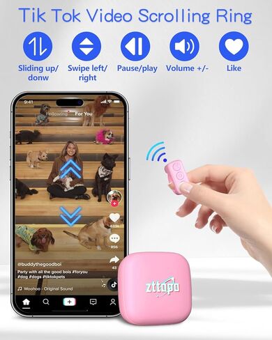 حلقة تمرير TikTok، جهاز تحكم عن بعد بتقنية البلوتوث من TIK Tok، أداة تقليب صفحة تطبيق Kindle مع حقيبة حمل، أداة التقاط صور الكاميرا لهواتف iPhone وiPad وiOS وAndroid in Kuwait