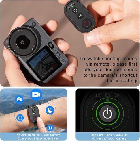 Bluetooth Camera Remote Control for GoPro, DJI, Insta360 Smartphones, Wireless Shooting Remote w Watch Strap & Lanyard, 50M Long Range, 40H Battery Life, One-Click Wake Up & Mode Switch in Kuwait