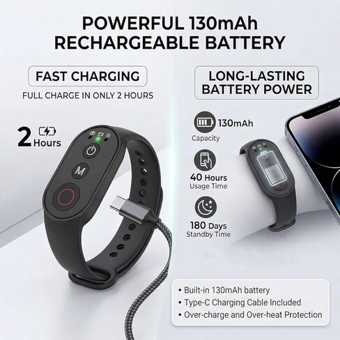 Bluetooth Camera Remote Control for GoPro, DJI, Insta360 Smartphones, Wireless Shooting Remote w Watch Strap & Lanyard, 50M Long Range, 40H Battery Life, One-Click Wake Up & Mode Switch in Kuwait