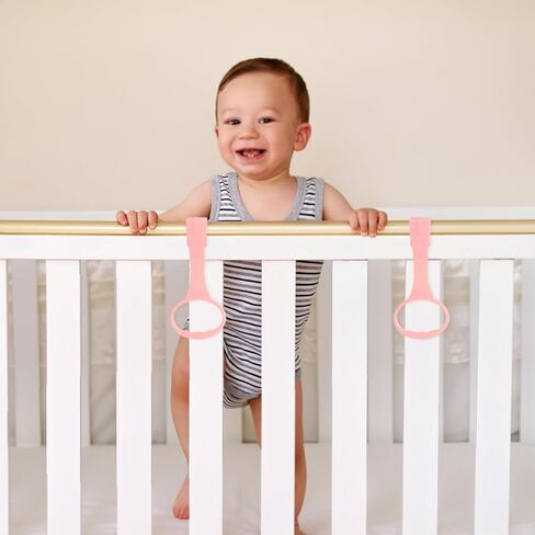 DECHOUS 4Pcs Playpen Pull Up Rings: Pink Baby Pull Up Rings for Play Pen - Walking Exercises Assistant Stand Up Handle for Toddler Practice Gifts in Kuwait