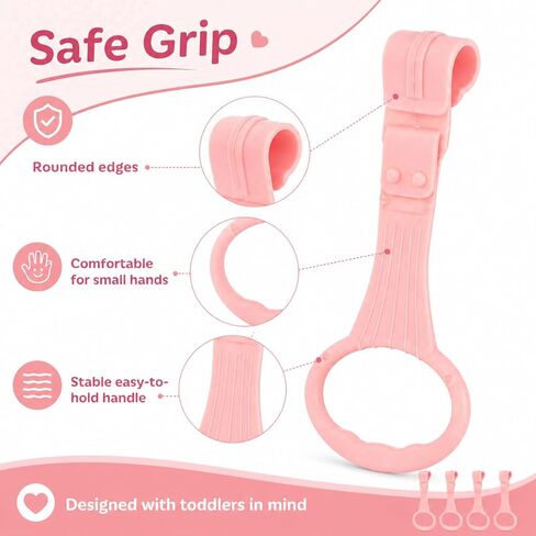 DECHOUS 4Pcs Playpen Pull Up Rings: Pink Baby Pull Up Rings for Play Pen - Walking Exercises Assistant Stand Up Handle for Toddler Practice Gifts in Kuwait