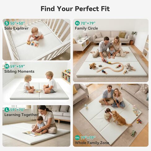 Baby Mat for Floor 59x59 Inch - Thick 1.3‘’ Waterproof Floor Mat for Crawling, Non-Toxic with Machine Washable Cover for Toddlers Infants Boys Girls in Kuwait