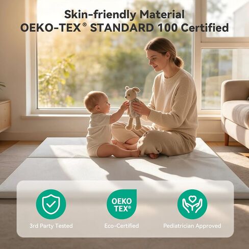Baby Mat for Floor 59x59 Inch - Thick 1.3‘’ Waterproof Floor Mat for Crawling, Non-Toxic with Machine Washable Cover for Toddlers Infants Boys Girls in Kuwait