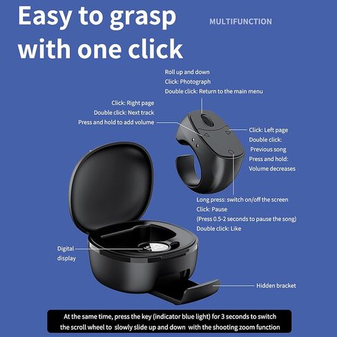 Tiktok Scrolling Ring, Bluetooth Page Turner for iPhone & Android, Fingertip Wireless Bluetooth Remote Control for Camera/Video Recording, Hands-Free（Not Applicable to Kindle） in Kuwait