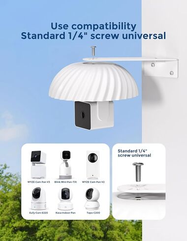 غطاء مقاوم للطقس لـ Wyze Cam Pan v3 مع حامل جداري قابل للتعديل 360 درجة - مضاد للوهج، ومضاد للمطر، وغطاء كاميرا خارجي مقاوم للأشعة فوق البنفسجية، ويحمي محرك المقلاة والإمالة، وملحق كاميرا أمان متين، أبيض in Kuwait