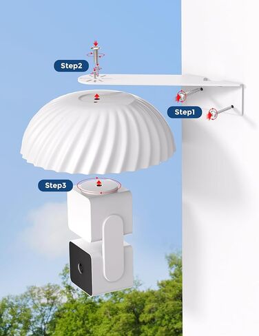 غطاء مقاوم للطقس لـ Wyze Cam Pan v3 مع حامل جداري قابل للتعديل 360 درجة - مضاد للوهج، ومضاد للمطر، وغطاء كاميرا خارجي مقاوم للأشعة فوق البنفسجية، ويحمي محرك المقلاة والإمالة، وملحق كاميرا أمان متين، أبيض in Kuwait