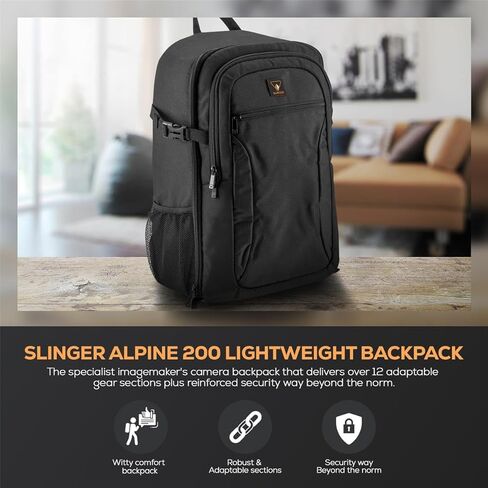 حقيبة ظهر للكاميرا المدمجة SLINGER Alpine 200 لكاميرات DSLR SLR حامل ثلاثي العدسات، حقيبة ظهر رياضية خفيفة الوزن لكاميرات DSLR أو الطائرات بدون طيار، حقائب كاميرا للمصورين in Kuwait
