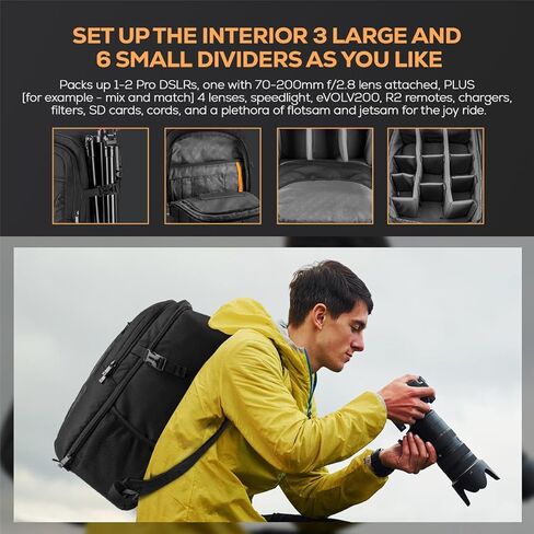 حقيبة ظهر للكاميرا المدمجة SLINGER Alpine 200 لكاميرات DSLR SLR حامل ثلاثي العدسات، حقيبة ظهر رياضية خفيفة الوزن لكاميرات DSLR أو الطائرات بدون طيار، حقائب كاميرا للمصورين in Kuwait