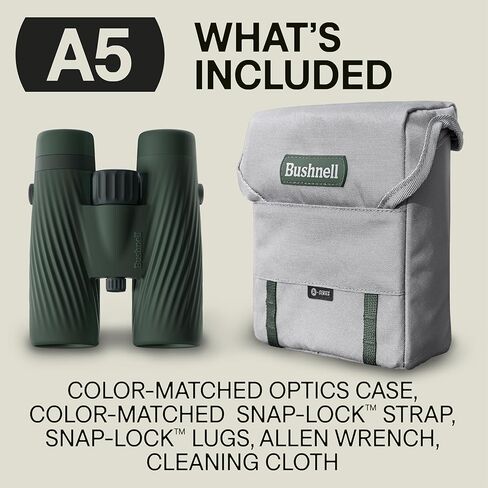 Bushnell A5 10x42 Binoculars for Adults & Kids, Waterproof, Fogproof, 10X Magnification, Dielectric & Phase Coated Prisms, Fully Multi-Coated Lenses & Rubber Armor - Cilantro Green in Saudi Arabia