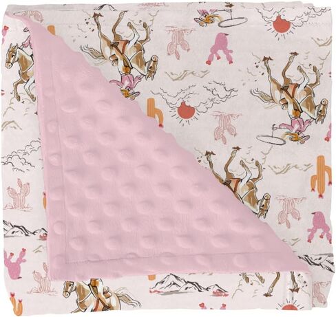 Cute Pink Cowgirl Baby Blankets for Girl Western Cowgirls Horse Cactus Mountain Sunset Soft Mink Dotted Backing Double Layer Swaddle Blanket Wild West Desert Bed Throws for Newborn Toddler Crib 30x40 in Saudi Arabia
