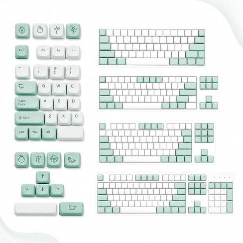 Custom PBT Keycaps ، ملف Matcha Green MOA ، تألق من خلال طباعة الجانب المزدوج للطلبة 136 مفتاح MOA Keycap تعيين 60 ٪ 65 ٪ 75 ٪ 100 ٪ لوحات مفاتيح الألعاب الميكانيكية in Saudi Arabia