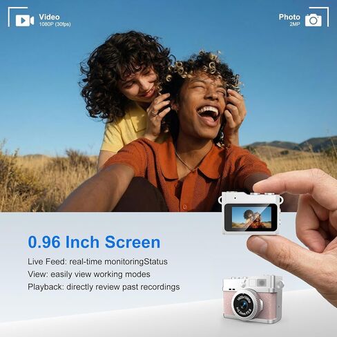 Mini Keychain Camera - 1080P FHD Mini Retro Digital Camera - Tiny Portable Small Cameras Vintage Compact Micro Cameras - Pocket Video Recorder with 8GB Card for Travel Study Recording in Kuwait