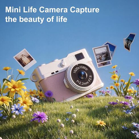 Mini Keychain Camera - 1080P FHD Mini Retro Digital Camera - Tiny Portable Small Cameras Vintage Compact Micro Cameras - Pocket Video Recorder with 8GB Card for Travel Study Recording in Kuwait