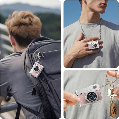 Mini Keychain Camera - 1080P FHD Mini Retro Digital Camera - Tiny Portable Small Cameras Vintage Compact Micro Cameras - Pocket Video Recorder with 8GB Card for Travel Study Recording in Kuwait