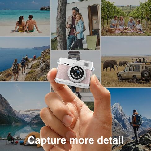 Mini Keychain Camera - 1080P FHD Mini Retro Digital Camera - Tiny Portable Small Cameras Vintage Compact Micro Cameras - Pocket Video Recorder with 8GB Card for Travel Study Recording in Kuwait