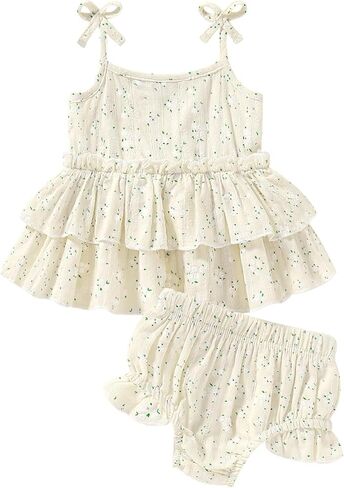Happy Town Baby Girl Clothes Summer Infant Outfits Sleeveless Tank Tops Newborn Shorts Set Bloomers Toddler Shirt in Kuwait