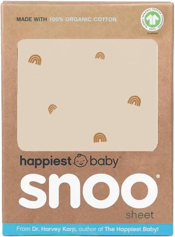 ملاءة سرير أطفال Happiest Baby SNOO - فراش أطفال مصنوع من القطن العضوي بنسبة 100% - يناسب مرتبة سرير الأطفال SNOO Sleeper (قوس قزح أسمر ضارب للصفرة) in Kuwait