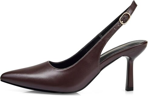 GENSHUO Kitten Heel Slingback Pumps, Women's Closed Pointed Toe 3 Inch High Shoes with Buckle Strap, Dressy for Work Office Wedding Party Occasions in Saudi Arabia