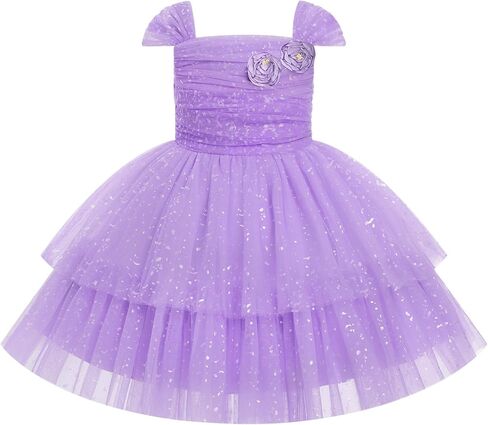 IDOPIP Toddler Baby Girls Birthday Dresses Shiny Floral Tulle Tutu Princess Pageant Dress Cake Smash Photo Shoot Outfit 1-6T in Saudi Arabia