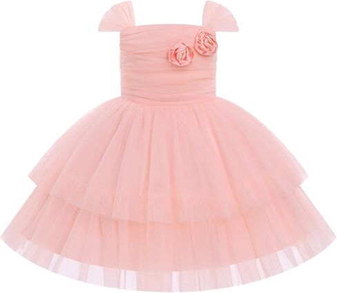 IDOPIP Toddler Baby Girls Birthday Dresses Shiny Floral Tulle Tutu Princess Pageant Dress Cake Smash Photo Shoot Outfit 1-6T in Saudi Arabia