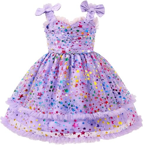 Toddler Girls Birthday Dress Baby Girl Princess Dresses Rainbow Photo Shoot Party Outfit Causal Tutu Sundress 2-7Y in Kuwait