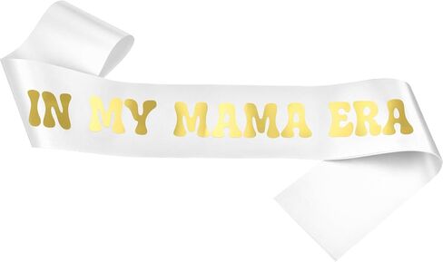 1 Pcs Mommy to Be In My Mama Era Sash Mom to Be Sash Baby Shower for New Mom Pregnancy Announcement Boy or Girl Gender Reveal Decorations White Gold in Kuwait