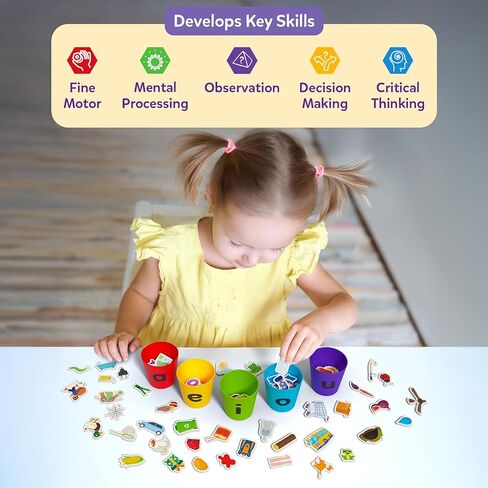 ألعاب تعليمية Skillmatics - فارز الصوتيات، وفرز حروف العلة وأنشطة القراءة المبكرة للأطفال، لعبة تعليمية لمرحلة ما قبل المدرسة ورياض الأطفال، تبني الوعي الصوتي، هدايا للأولاد والبنات للأعمار 4، 5، 6، 7 in Kuwait