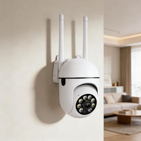 Outdoor Wired Pan/Tilt Security Wi-Fi Camera, 360° View, Motion Tracking, Night Vision, AI Detection, 2-Way Audio, 2.4G/5GHz WiFi Home Surveillance Cam, White in Saudi Arabia