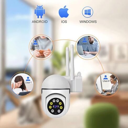 Outdoor Wired Pan/Tilt Security Wi-Fi Camera, 360° View, Motion Tracking, Night Vision, AI Detection, 2-Way Audio, 2.4G/5GHz WiFi Home Surveillance Cam, White in Saudi Arabia