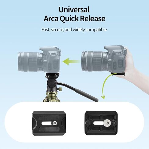 ​​Cayer Mini Fluid Video Head, Aluminum Tripod Head with Arca-Swiss Quick Release Plate and Handle, Max Load 3kg/6.6lbs for Mirrorless DSLR Cameras, Compact Camcorders​​​​, S1 Green in Kuwait