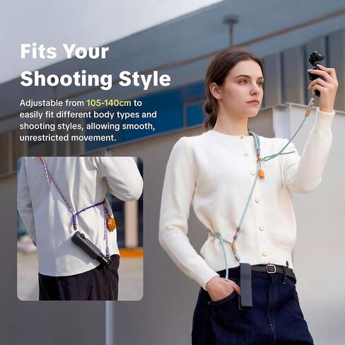 PGYTECH Crossbody Camera Strap for DJI Osmo Pocket 3/Xtra Muse, 2-in-1 Adjustable Shoulder/Wrist Lanyard for Photography in Kuwait