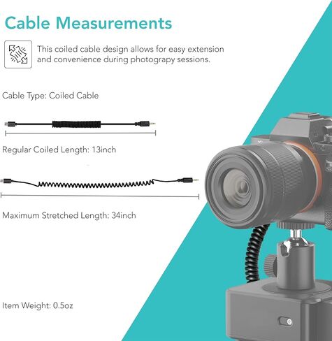 Foto&Tech 2.5mm-N3 Shutter Release Cable for Z8 Z6 III Edelkrone SurfaceONE 2-Axis Smart Motion Control & Nikon D780 Z6 Z7 D7500 D750 D5600 D5500 D7200 D7100 D5200 D5100 D5000 D3300 COOLPIX P1000 in Kuwait
