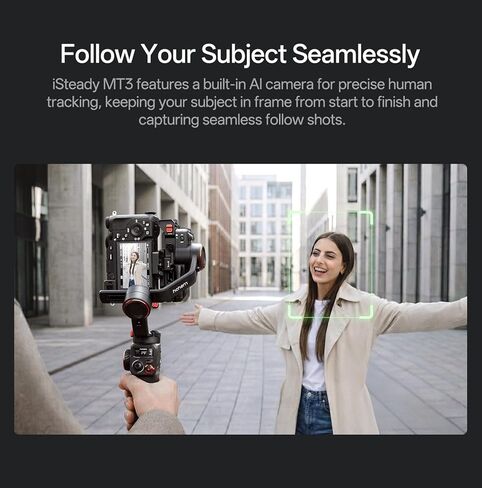 Hohem iSteady MT3 Gimbal Stabilizer للكاميرا، 4 في 1 3 محاور Gimbal للكاميرا عديمة المرآة/المدمجة/كاميرا الحركة/الهاتف الذكي، شاشة OLED، جهاز تعقب AI مدمج مع ضوء ملء، حمولة 3.1ib كحد أقصى in Kuwait