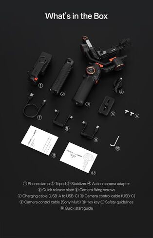 Hohem iSteady MT3 Gimbal Stabilizer للكاميرا، 4 في 1 3 محاور Gimbal للكاميرا عديمة المرآة/المدمجة/كاميرا الحركة/الهاتف الذكي، شاشة OLED، جهاز تعقب AI مدمج مع ضوء ملء، حمولة 3.1ib كحد أقصى in Kuwait