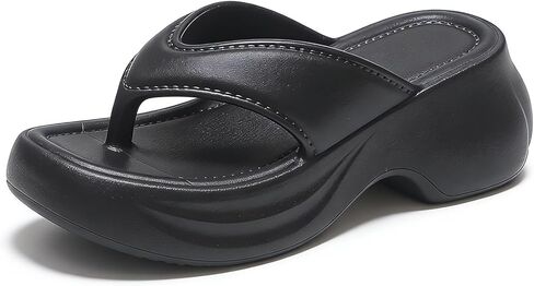 Women's EVA Chunky Platform Flip-Flops Sandals Summer Fashion Comfortable Lightweight Non-Slip Block Wedge Round Open Toe Casual Beach Thong Slides For Outdoor Daily Walking in Kuwait