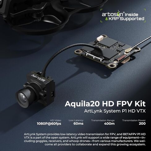 BETAFPV Aquila20 HD FPV Kit with Aquila20 HD Whoop LiteRadio 4 SE Radio Transmitter VR04 HD Goggles Built-in HD Digital VTX P1, Supported 3 Modes 2S Power System FPV Drone Advanced RTF Indoor Outdoor in Kuwait